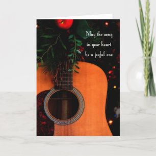 Carte de Noël joyeuse de guitare acoustique de