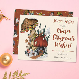 Carte de Noël Joyeuse de la maison de champignons 