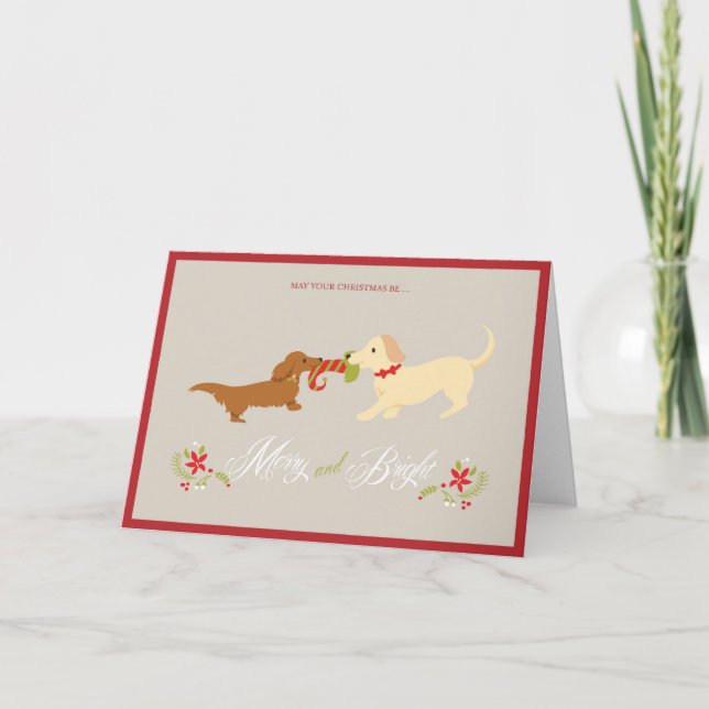 Carte de Noël Joyeuse et Bright Doxie (Devant)