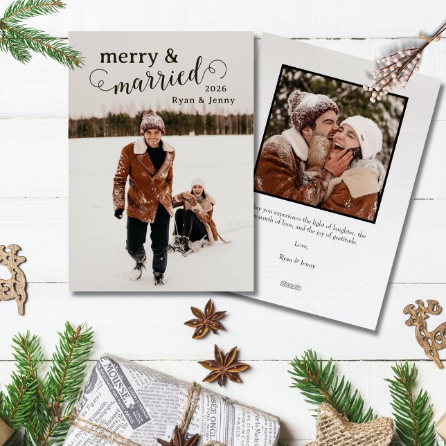 Carte de Noël Joyeuse et Mariée (Merry & Married Christmas Card)