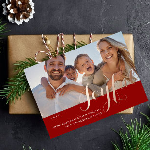 Carte de Noël Joyeuse Famille Photo Moderne Écritu