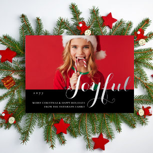 Carte de Noël Joyeuse Famille Photo Script Moderne