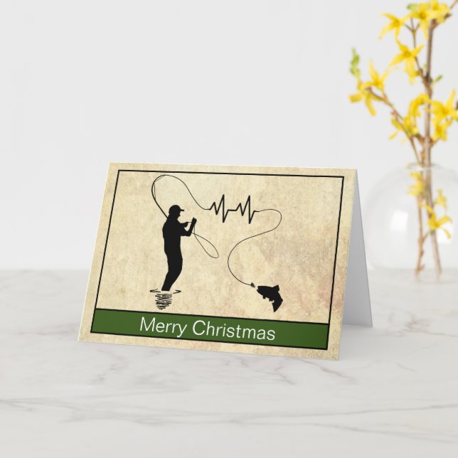 Carte de Noël joyeuse pour l'homme qui aime la pêc (Fleur jaune)