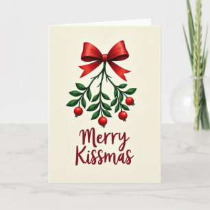 Carte de Noël Joyeux Baiser de Gui Luxuriante