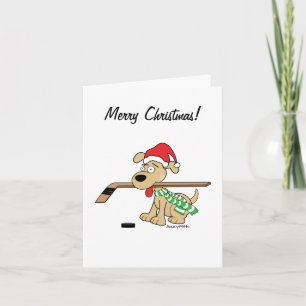 Carte de Noël Joyeux chien de hockey
