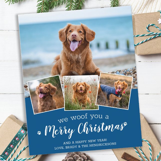 Carte de Noël Joyeux Chien Photo Personnalisé Budg (Créateur téléchargé)