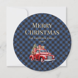 Carte de Noël Joyeux de neige pour Camion Rouge bl