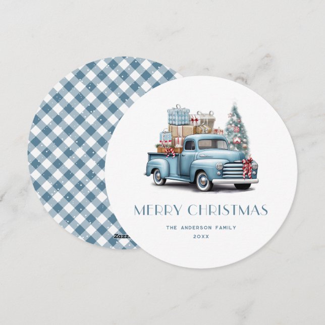 Carte de Noël Joyeux Noël avec Cadeaux de Camion B (Devant / Derrière)