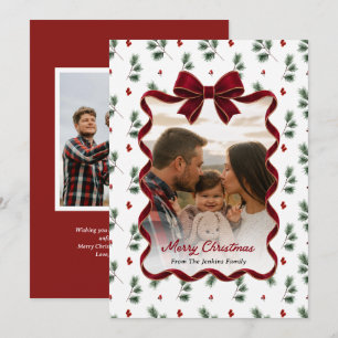 Carte de Noël Joyeux Noël avec ruban rouge et verd