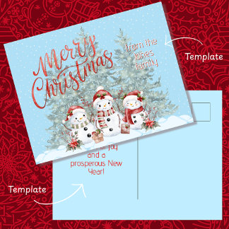 Carte de Noël Joyeux Noël Bonhomme de Neige