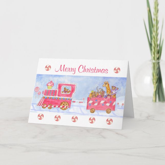 Carte de Noël Joyeux Noël Train Bonbons (Devant)