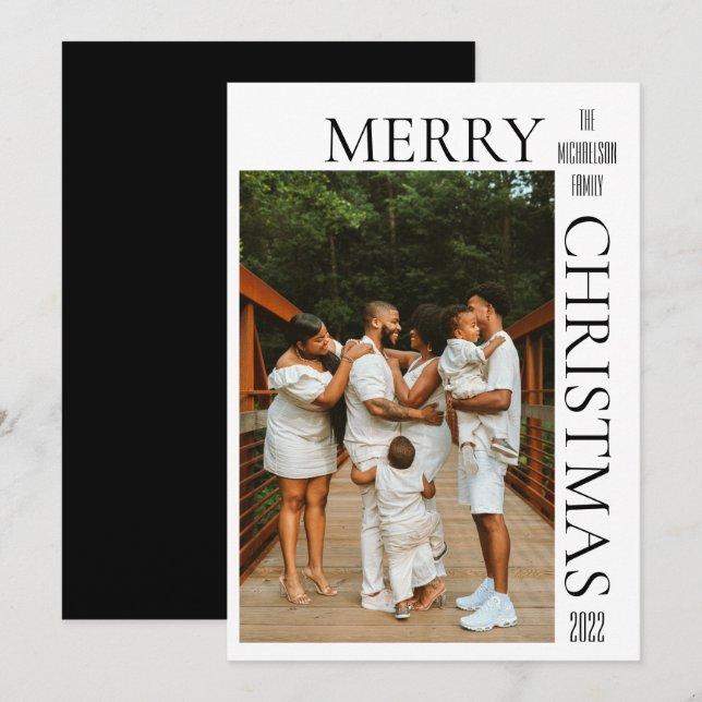 Carte de Noël Joyeux Noir moderne (Devant / Derrière)