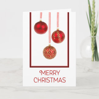 Carte de Noël Joyeux Ornement Rouge