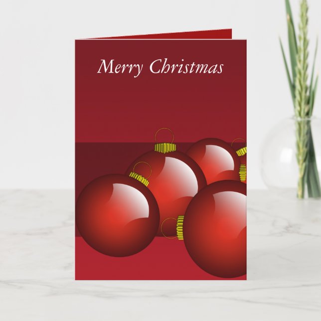 Carte de Noël Joyeux ornements rouges (Devant)