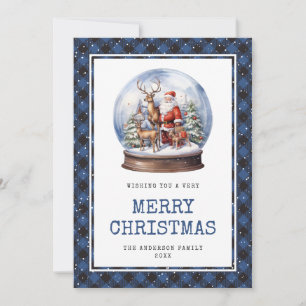Carte de Noël Joyeux Panier bleu Père Noël