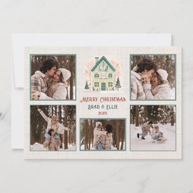 Carte de Noël Joyeux personnalisée avec 6 photos (Devant)
