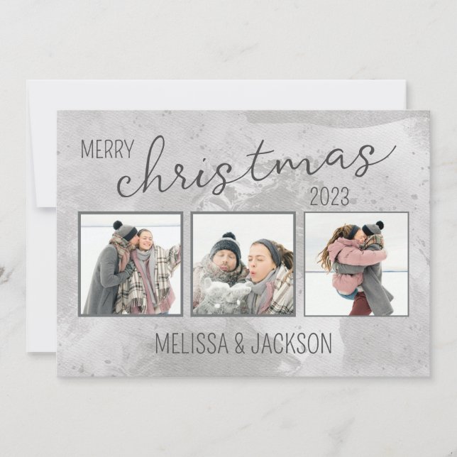 Carte de Noël Joyeux personnalisée avec photos (Devant)