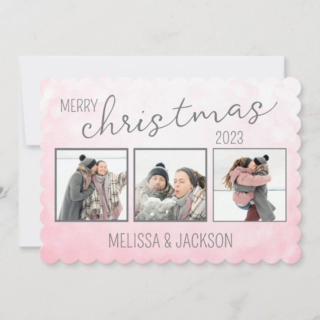 Carte de Noël Joyeux personnalisée avec photos (Devant)