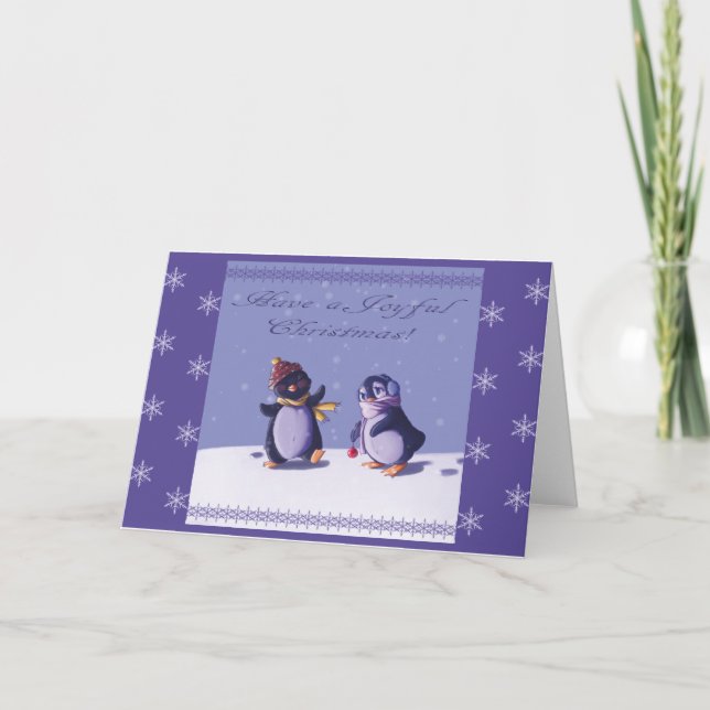 Carte de Noël Joyeux Pingouins (Devant)