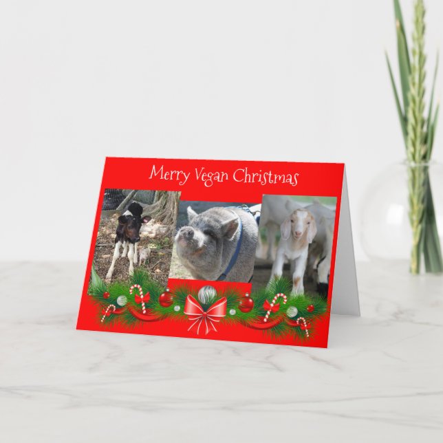 Carte de Noël Joyeux Vegan (Devant)