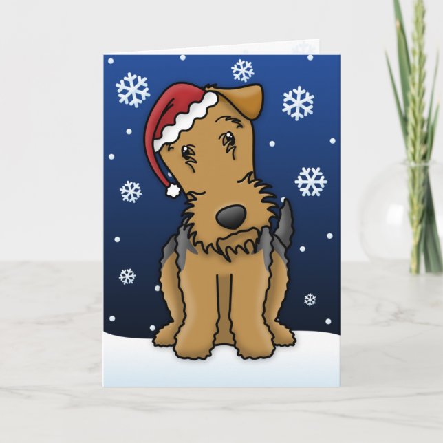 Carte de Noël Kawaii Airedale Terrier (Devant)