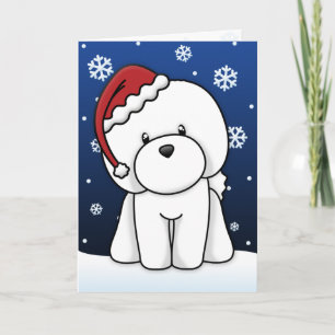 Carte de Noël Kawaii Bichon Frise