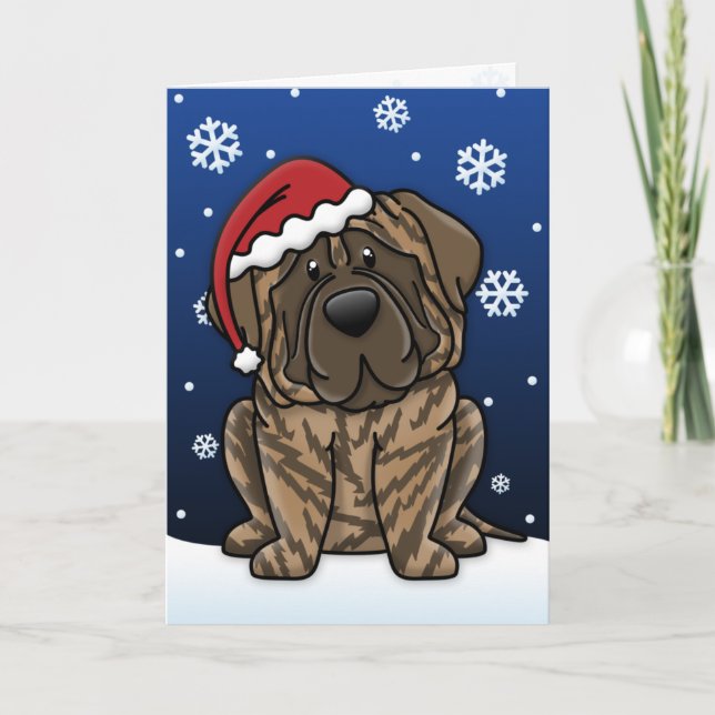 Carte de Noël Kawaii Brindle Mastiff (Devant)