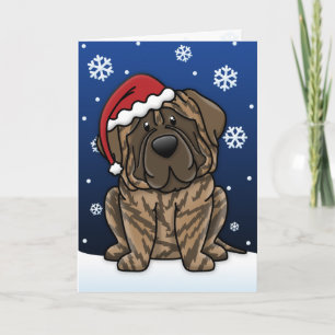Carte de Noël Kawaii Brindle Mastiff