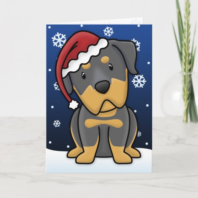 Carte de Noël Kawaii Rottweiler (Devant)