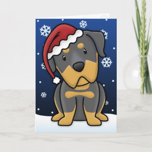 Carte de Noël Kawaii Rottweiler