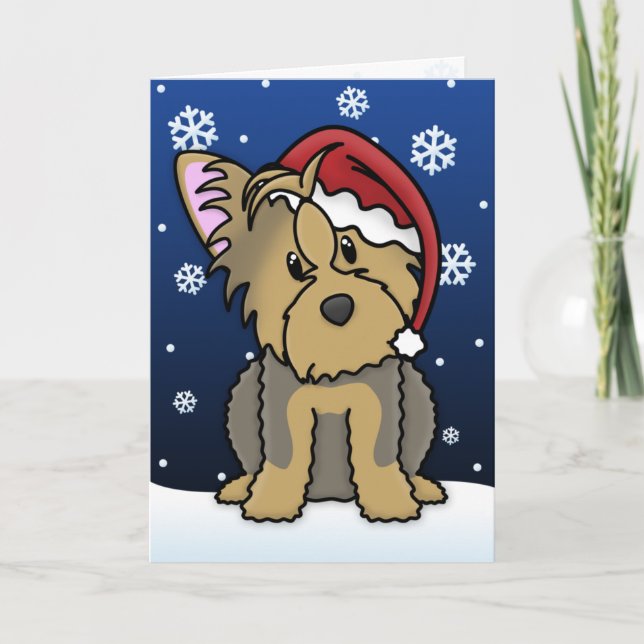 Carte de Noël Kawaii Yorkshire Terrier (Devant)