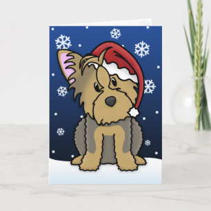 Carte de Noël Kawaii Yorkshire Terrier