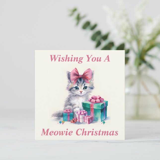 Carte de Noël Kitty (Debout devant)