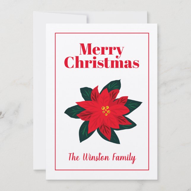 Carte de Noël Kraft avec design de fleur poinsetti (Devant)