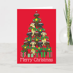 Carte de Noël Labrador Arbre de Noël Rouge