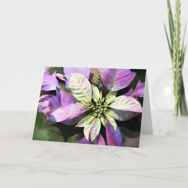 Carte de Noël - Lavender Poinsettia (Devant)