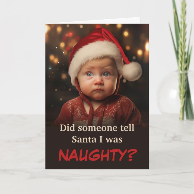 Carte de Noël Little Boy Naughty List (Devant)