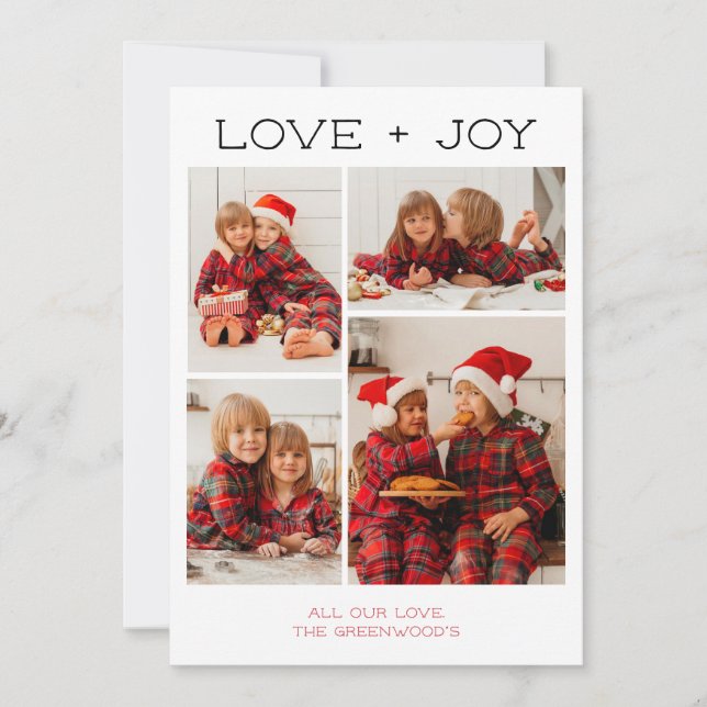 Carte de Noël Love + Joy 4 Photo (Devant)