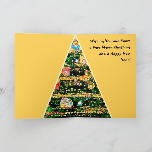 Carte de Noël lumières d'arbre dans le style de Gu (Intérieur)