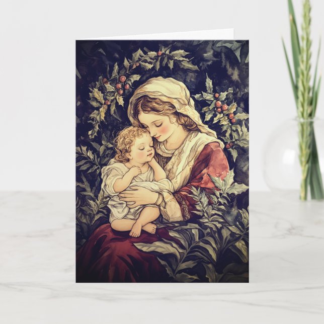 Carte de Noël Madonna Child Vintage (Devant)