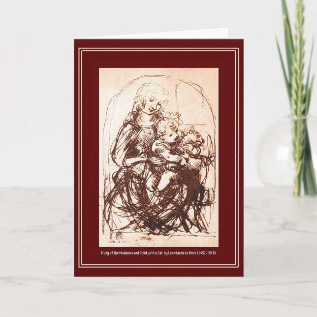 Carte de Noël : Madonna & Christ Enfant tenant Cha (Devant)