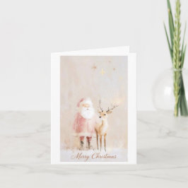 Carte de Noël magique de Santa et rennes