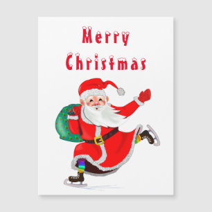 Carte de Noël Magnet Santa Claus avec cadeau