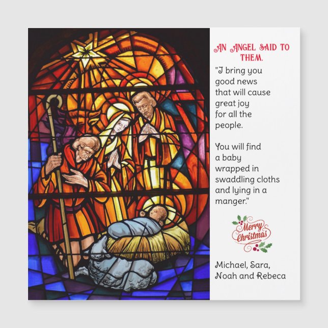 Carte de Noël magnétique de la crèche en verre (Devant)