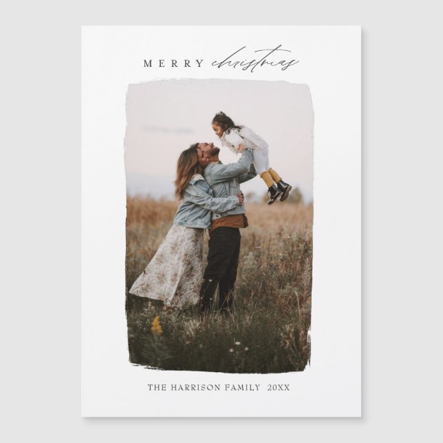 Carte de Noël magnétique photo verticale calligrap (Devant)