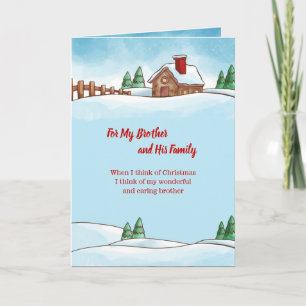 Carte de Noël Maison et Arbre Pour Frère et Famill