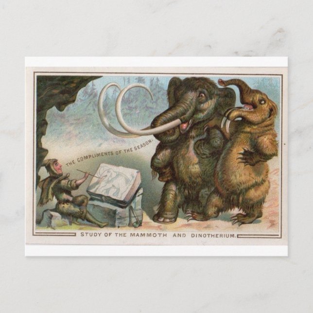 Carte de Noël Mammoth et Dinotherium (Devant)