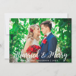 Carte de Noël mariage mariée et joyeuse photo