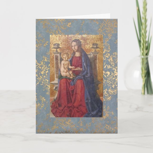 Carte de Noël Marie et Enfant Belle Religieuse (Devant)
