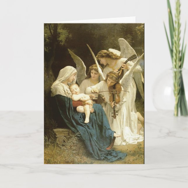 Carte de Noël Marie, Jésus et Anges (Devant)